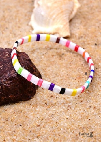 Pulsera Boho, Pulsera Tila Bead, Colorida